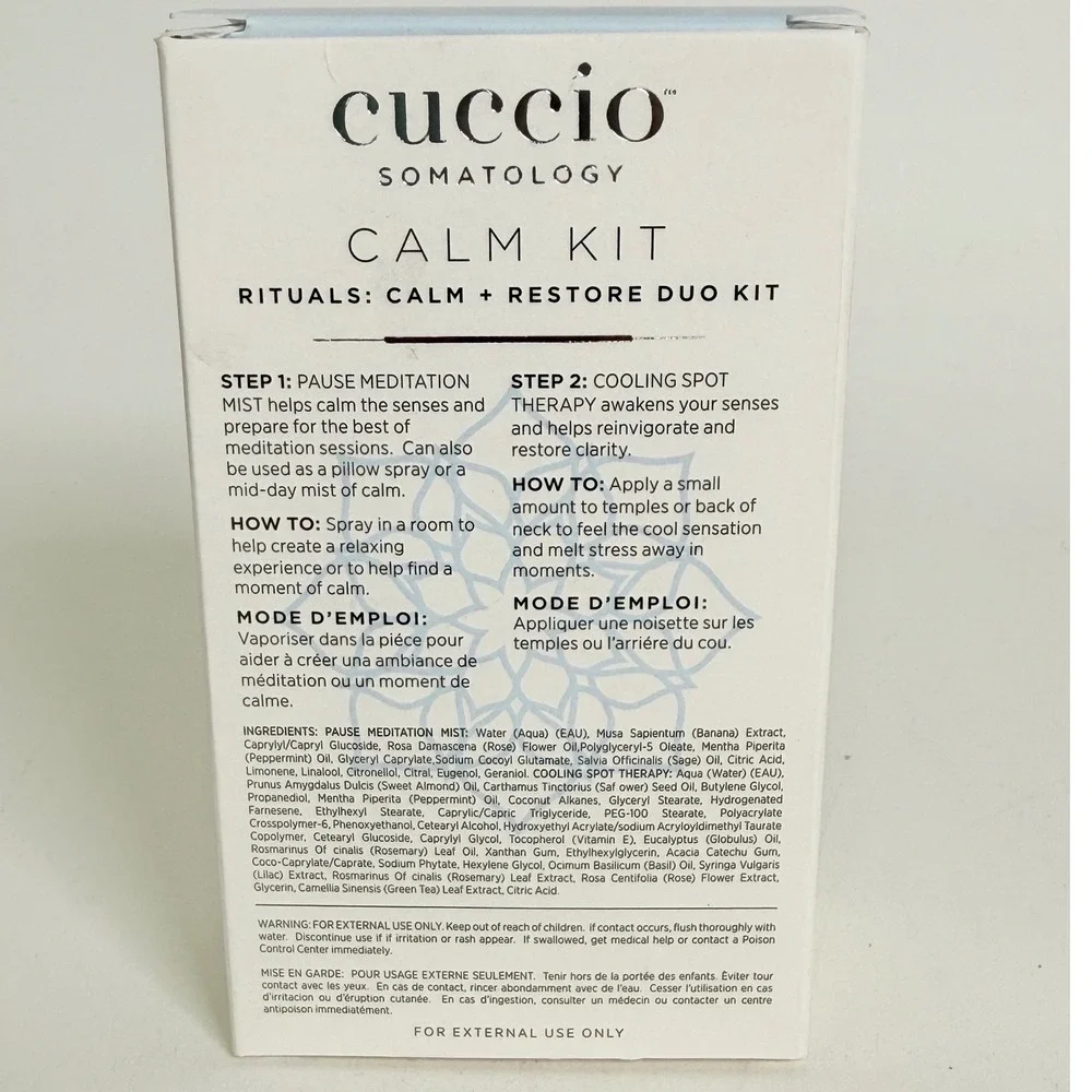 Cuccio Somatology Calm Kit Pause Meditation Mist Cooling Spot Therapy Duo New